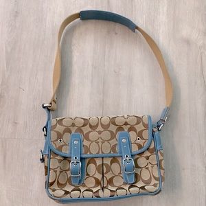 Coach, blue and tan purse